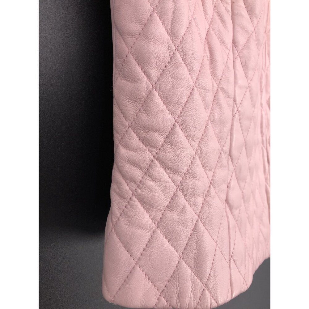 Peck & Peck Women's Quilted Lamb Leather Vest S Pink Zip-up Equestrian Preppy - Picture 7 of 11